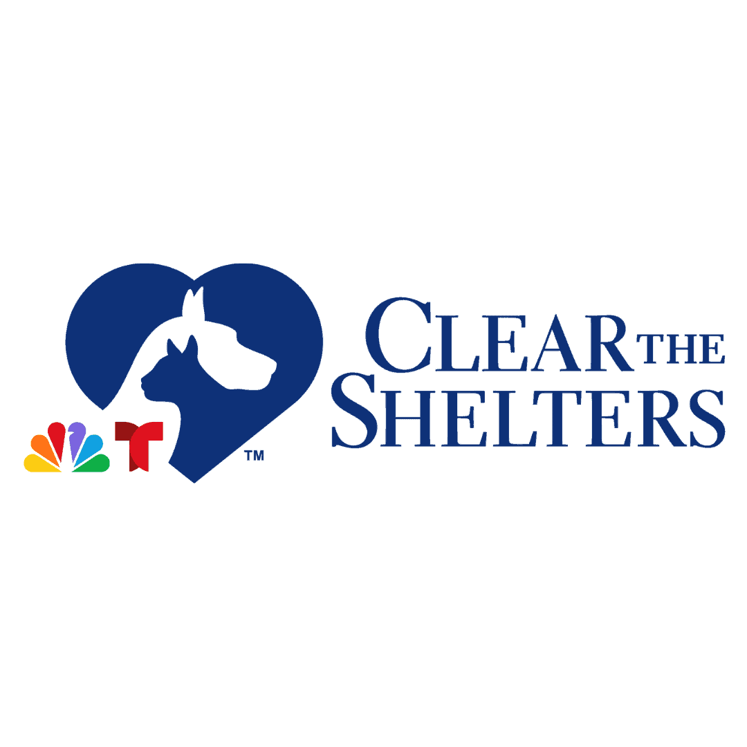 Logo for Clear the Shelters pet adoption event by Peggy Adams Animal Shelter.