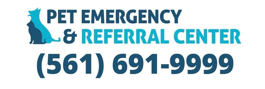 Pet emergency and referral center logo with contact number.