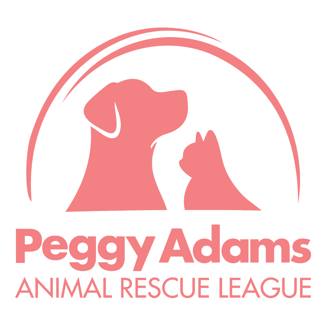 Silueta de perro y gato como logotipo para Peggy Adams Animal Rescue League.