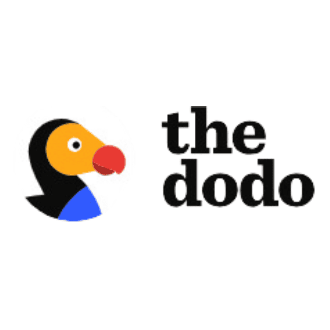 Logotipo de Peggy Adams con un perro caricaturesco y colorido y el texto "the dodo".