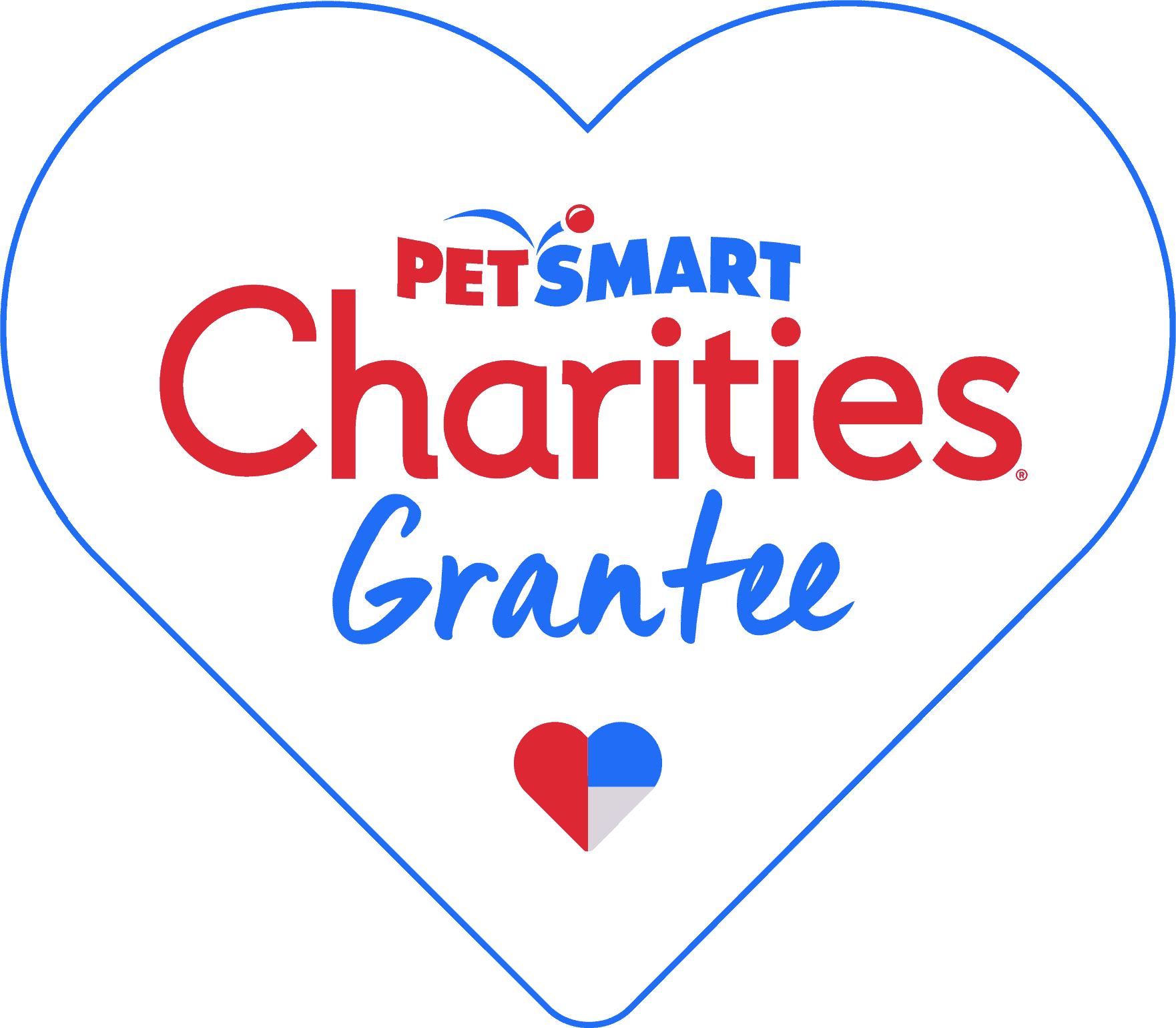 Logo de PetSmart Charities dentro de una forma de corazón.