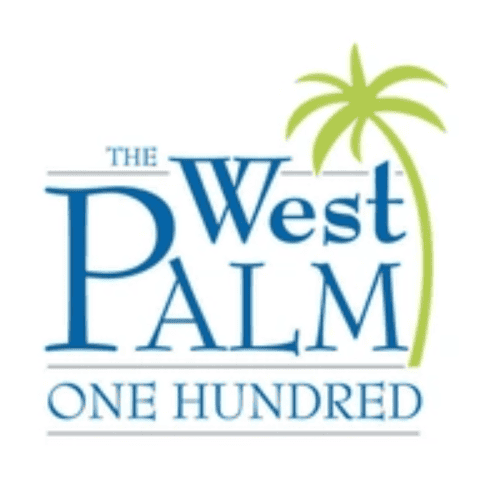 Logo de West Palm One Hundred con palmera.