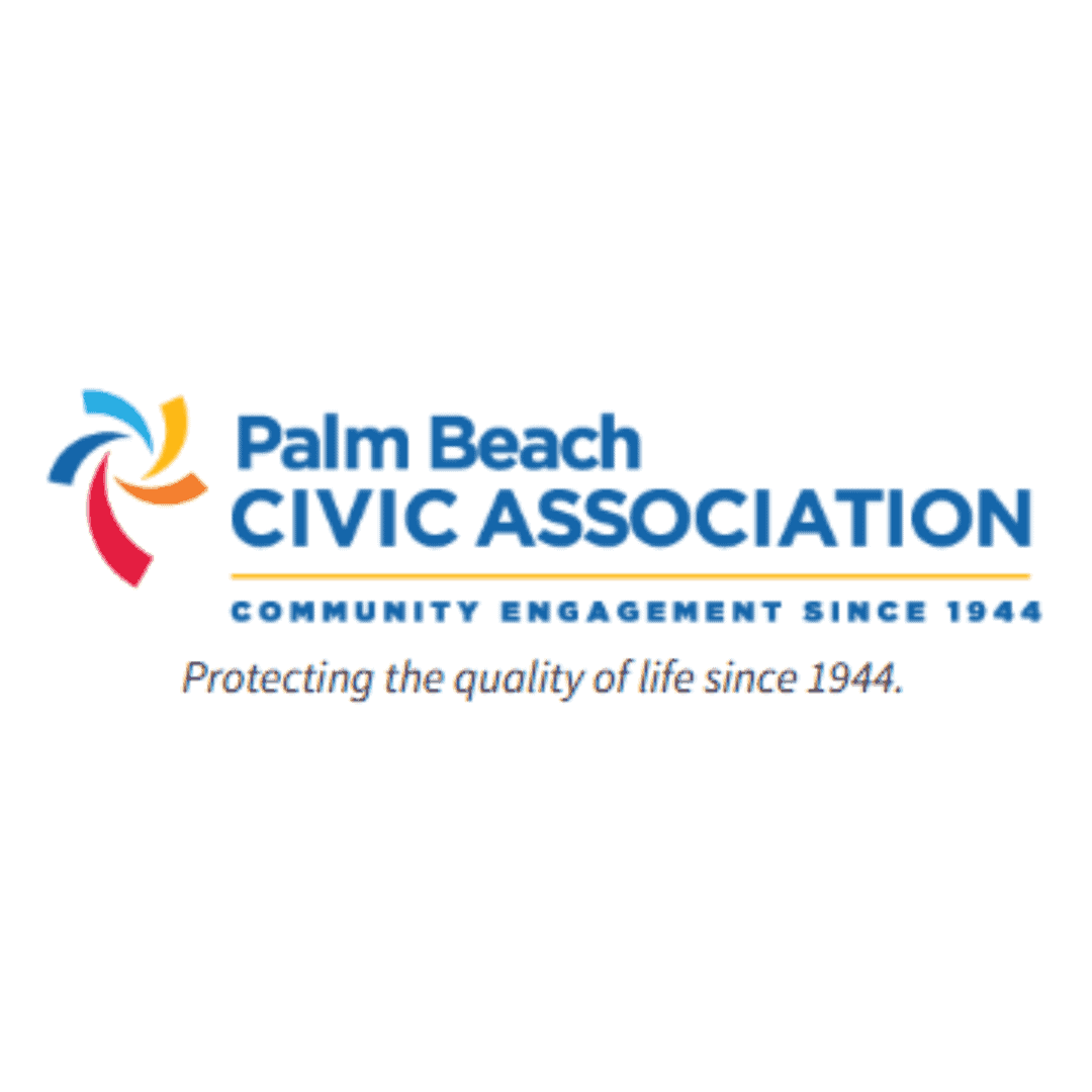 Logotipo de la Asociación Cívica de Palm Beach con lema de participación comunitaria.