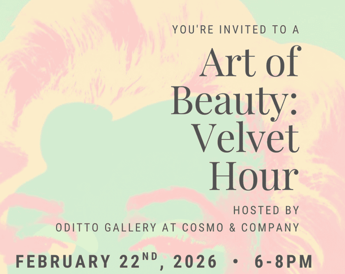 Event invitation for Velvet Hour art event at Peggy Adams A.